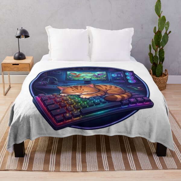 Item preview, Sleeping Gamer Cat on RGB Keyboard | Cute Gaming Kitten Neon PC Setup designed and sold by Faisal Shah.