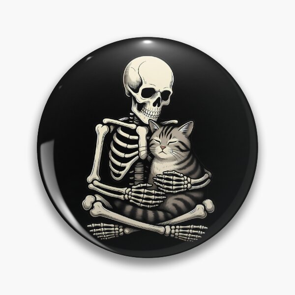 Item preview, Skeleton Sitting With Sleeping Tabby Cat designed and sold by Linework Studio.