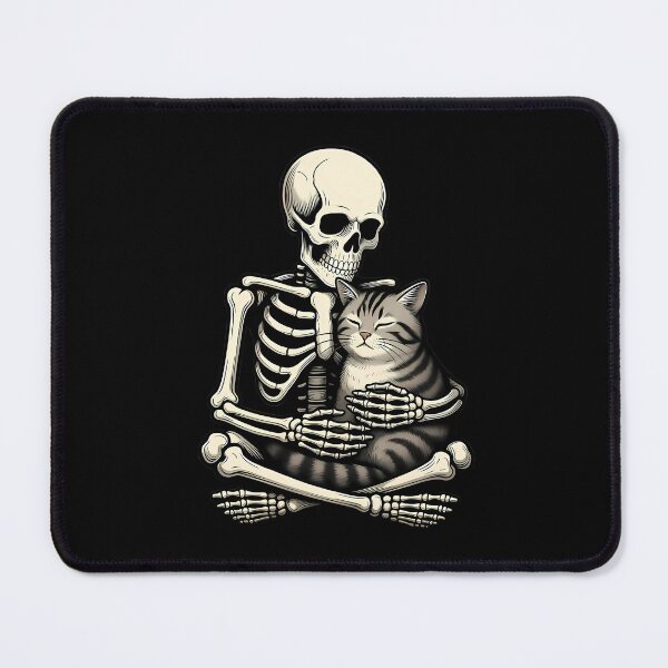 Item preview, Skeleton Sitting With Sleeping Tabby Cat designed and sold by Linework Studio.