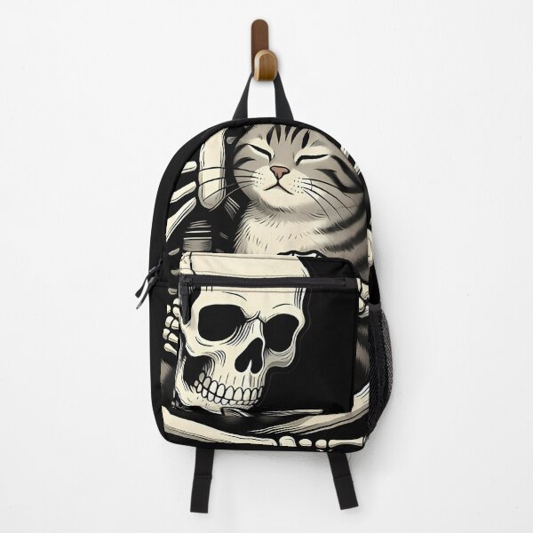 Item preview, Skeleton Sitting With Sleeping Tabby Cat designed and sold by Linework Studio.