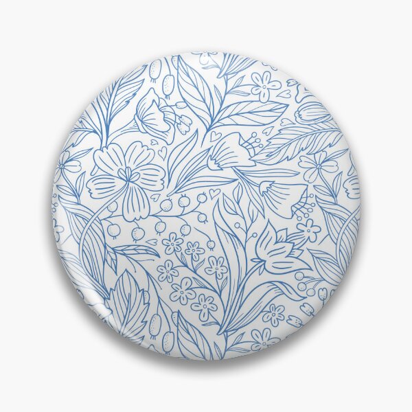 Item preview, Blue Floral Pattern Vintage Botanical Line Art designed and sold by Zaya_art.