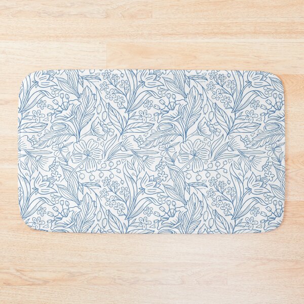 Item preview, Blue Floral Pattern Vintage Botanical Line Art designed and sold by Zaya_art.