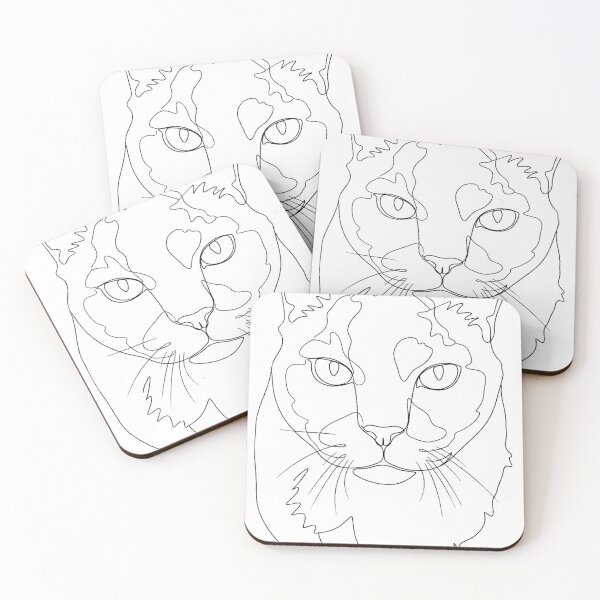 Item preview, Abstract Minimalist Cat Portrait with Fluid Lines designed and sold by Komatoya.