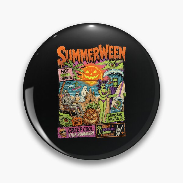Item preview, Retro Hot Ghoul Summerween Monster Beach Party Frankenstein Surfing Comic Art designed and sold by EricCotanori.