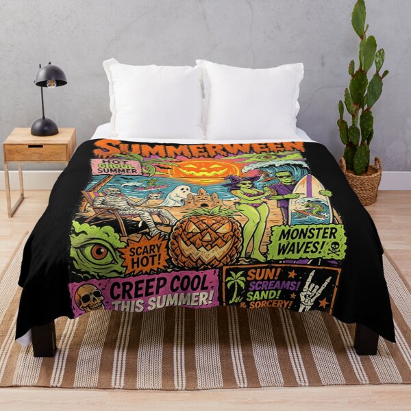 Item preview, Retro Hot Ghoul Summerween Monster Beach Party Frankenstein Surfing Comic Art designed and sold by EricCotanori.