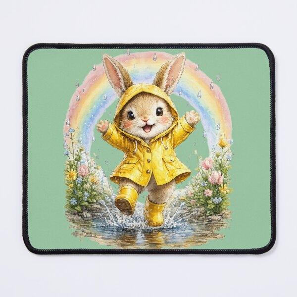 Item preview, Chibi Bunny Raincoat Watercolor – Cute Spring Rabbit Rainbow Illustration Art designed and sold by MagicMakerPh.