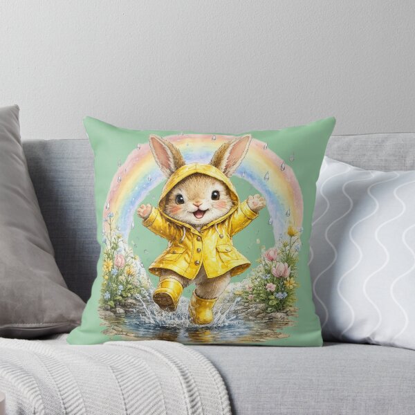 Item preview, Chibi Bunny Raincoat Watercolor – Cute Spring Rabbit Rainbow Illustration Art designed and sold by MagicMakerPh.