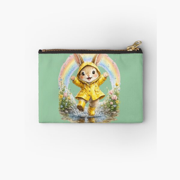 Item preview, Chibi Bunny Raincoat Watercolor – Cute Spring Rabbit Rainbow Illustration Art designed and sold by MagicMakerPh.