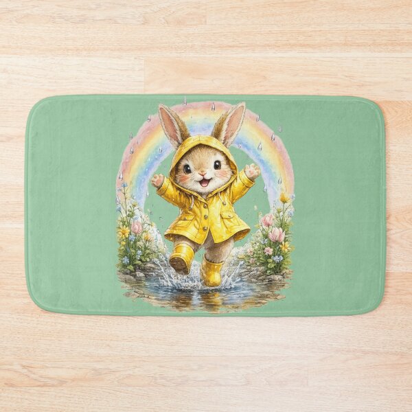 Item preview, Chibi Bunny Raincoat Watercolor – Cute Spring Rabbit Rainbow Illustration Art designed and sold by MagicMakerPh.