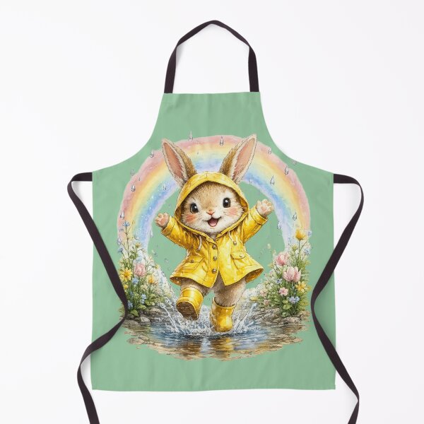 Item preview, Chibi Bunny Raincoat Watercolor – Cute Spring Rabbit Rainbow Illustration Art designed and sold by MagicMakerPh.