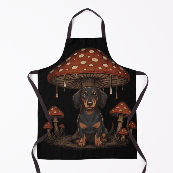 Item preview, Cute Dachshund Wiener Dog Sitting Under Cottagecore Aesthetic Magic Amanita Mushroom designed and sold by EricCotanori.