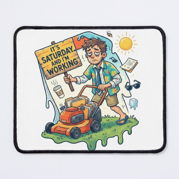 Item preview, It's Saturday And I'm Working Funny Cartoon Sticker designed and sold by Imaginarium of Chaos falcon88 .