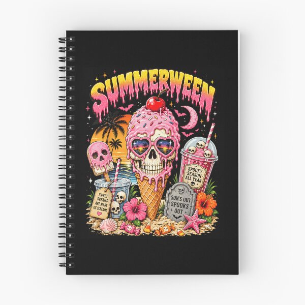 Item preview, Vintage Summerween Pastel Pink Skull Ice Cream Cone Tropical Halloween Beach Art designed and sold by EricCotanori.