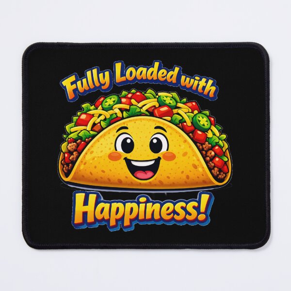 Item preview, Cute Happy Taco Fully Loaded With Happiness Funny Food Pun Pop Art designed and sold by DeliaDesignsCo.