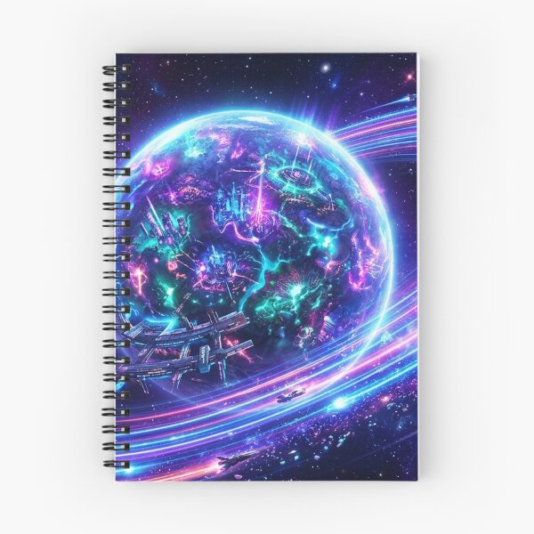 Item preview, Neon Cosmic Planet with Glowing Rings | Futuristic Sci-Fi Galaxy Space Art designed and sold by Faisal  Shah.