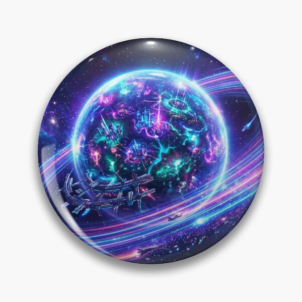 Item preview, Neon Cosmic Planet with Glowing Rings | Futuristic Sci-Fi Galaxy Space Art designed and sold by Faisal  Shah.