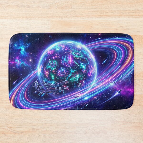 Item preview, Neon Cosmic Planet with Glowing Rings | Futuristic Sci-Fi Galaxy Space Art designed and sold by Faisal  Shah.