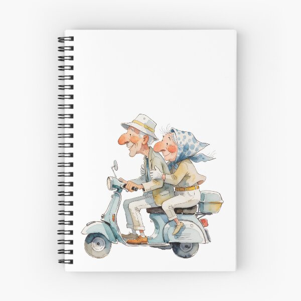 Item preview, Happy elderly couple on a scooter – Funny romantic illustration - Grandma and Grandpa on the road designed and sold by Connys Colorful World.