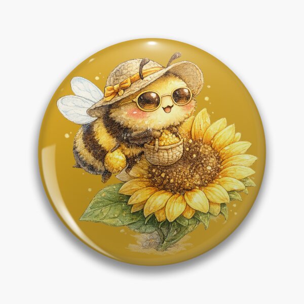 Item preview, Kawaii Bee Watercolor – Cute Summer Bee with Sunflower Cottagecore Illustration designed and sold by MagicMakerPh.