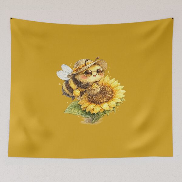 Item preview, Kawaii Bee Watercolor – Cute Summer Bee with Sunflower Cottagecore Illustration designed and sold by MagicMakerPh.
