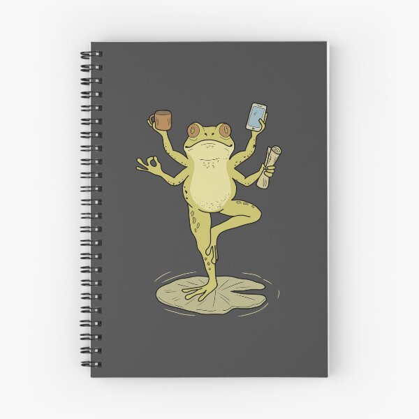 Item preview, Frog multitasking yoga pose on lily pad — funny meditation illustration designed and sold by LeshanArt.