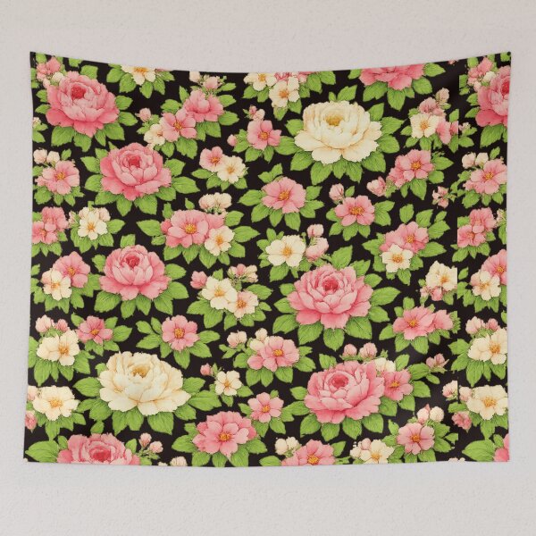 Item preview, Vintage Romantic Pink Peony Pattern - Summer Floral Wallpaper designed and sold by Bela Ambrus.