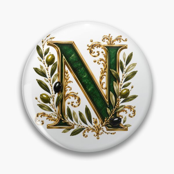Item preview, Elegant Letter N Monogram with Olive Branches & Gold Botanical Design | Luxury Green Floral Initial designed and sold by MoodLay.