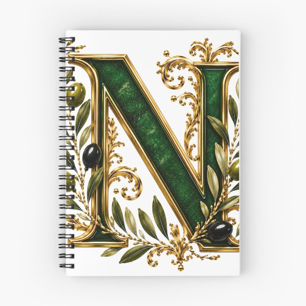 Item preview, Elegant Letter N Monogram with Olive Branches & Gold Botanical Design | Luxury Green Floral Initial designed and sold by MoodLay.