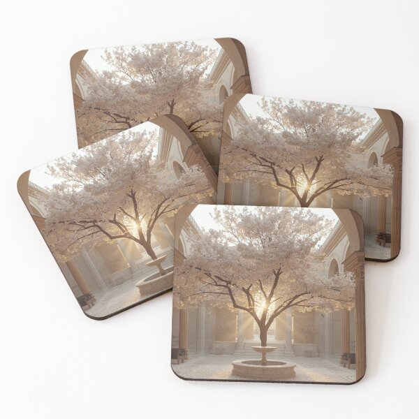 Item preview, Whispers of Spring Courtyard | Luxury Cherry Blossom Wall Art Print designed and sold by VeloraNature.