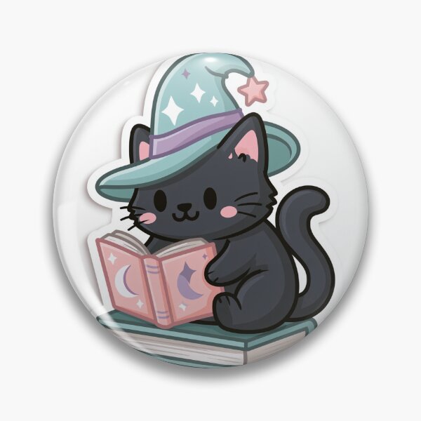 Item preview, Cute Kawaii Wizard Black Cat Reading Spell Book designed and sold by EgonZ9.