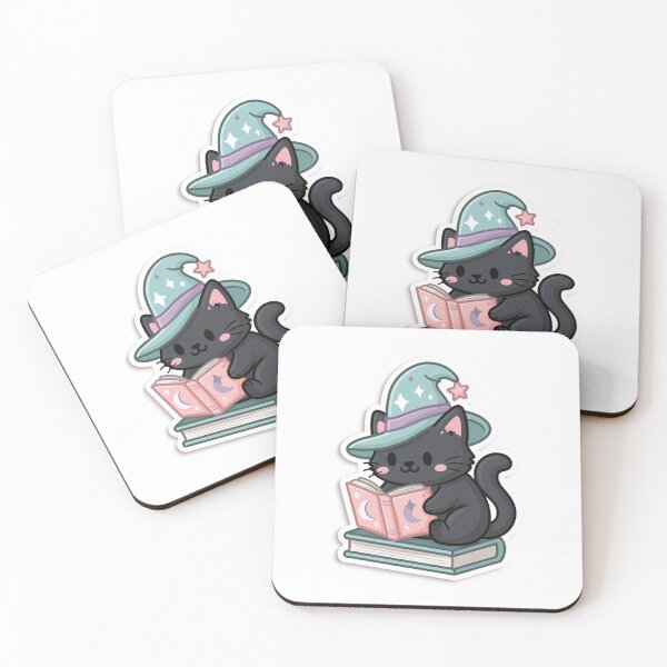 Item preview, Cute Kawaii Wizard Black Cat Reading Spell Book designed and sold by EgonZ9.