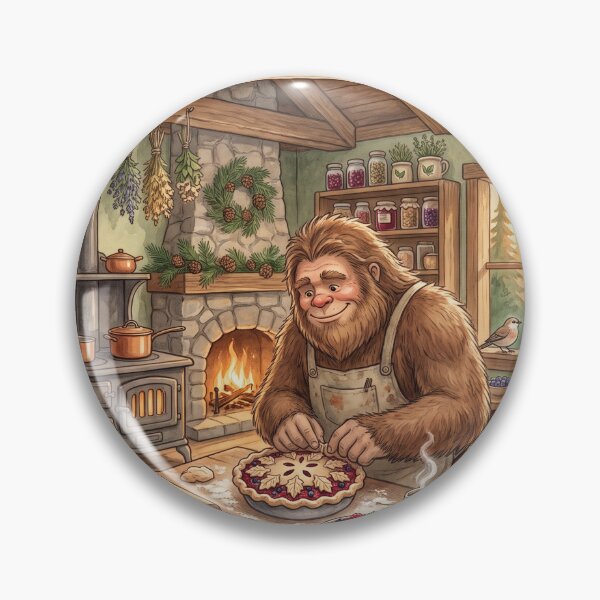 Item preview, Bigfoot's Berry Pie Club | Cozy Cottagecore Sasquatch Baking Watercolor Illustration designed and sold by Whimwick.