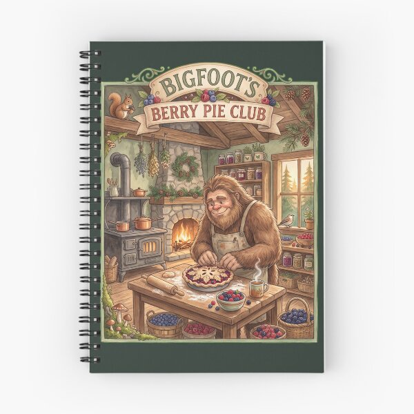 Item preview, Bigfoot's Berry Pie Club | Cozy Cottagecore Sasquatch Baking Watercolor Illustration designed and sold by Whimwick.