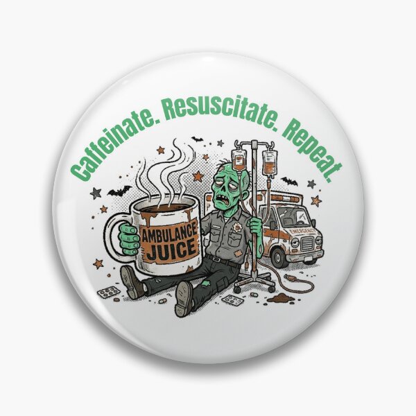 Item preview, Caffeinate Resuscitate Repeat Zombie EMT Halloween funny paramedic gift designed and sold by Lulustarfox.