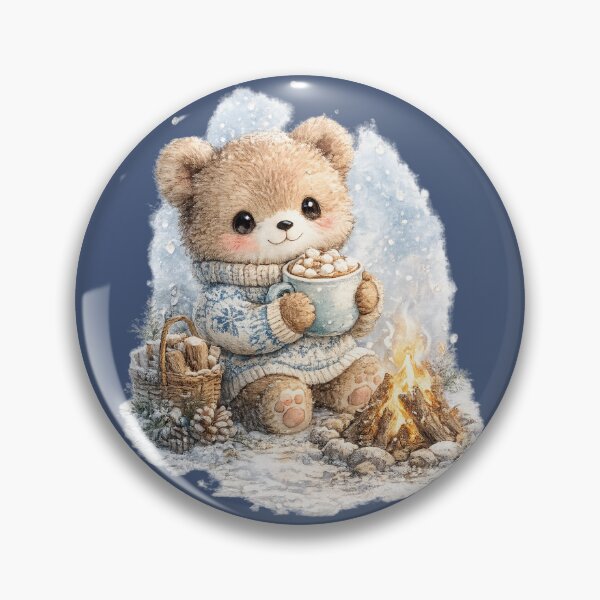 Item preview, Chibi Teddy Bear Watercolor – Cozy Winter Bear with Hot Chocolate Christmas Art designed and sold by MagicMakerPh.