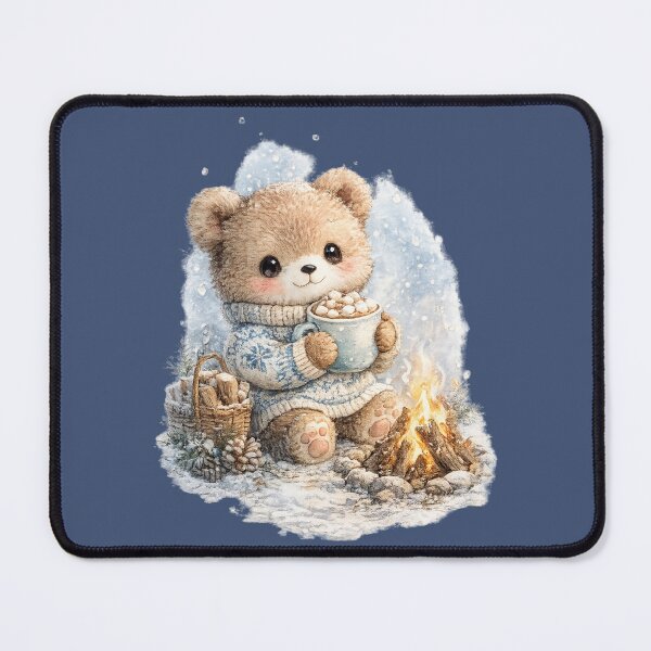 Item preview, Chibi Teddy Bear Watercolor – Cozy Winter Bear with Hot Chocolate Christmas Art designed and sold by MagicMakerPh.