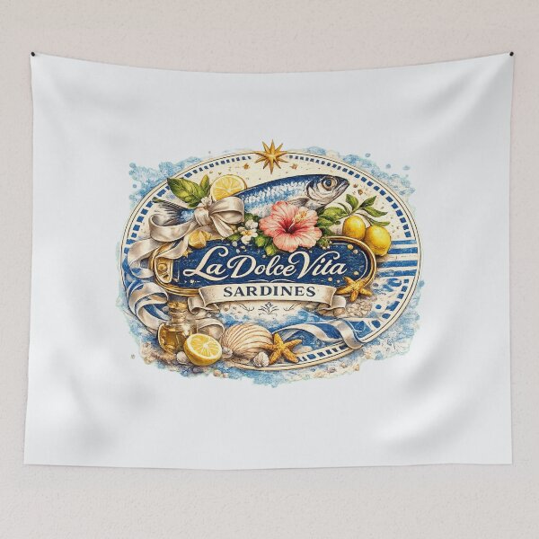 Item preview, Elegant La Dolce Vita Mediterranean Sardines Illustration designed and sold by NinaVibeStudio.