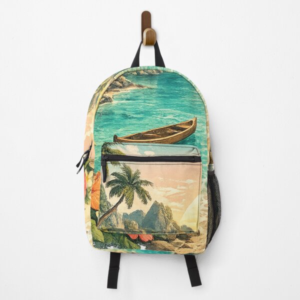Item preview, Tropical Island Paradise: Turquoise Lagoon Wooden Boat Beach Sunset designed and sold by irfanshikh.