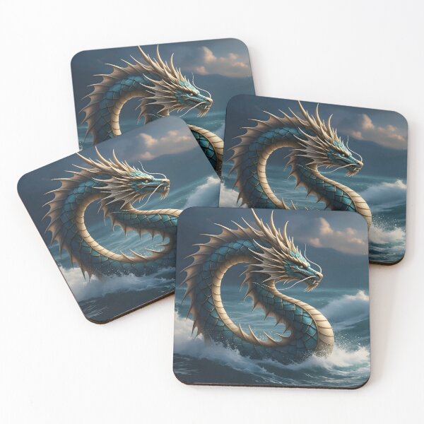 Item preview, Sea Dragon Ocean Fantasy Art | Mythical Creature Illustration | Blue Dragon Waves Artwork designed and sold by Bhaskar Digital Art.