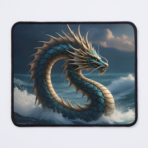Item preview, Sea Dragon Ocean Fantasy Art | Mythical Creature Illustration | Blue Dragon Waves Artwork designed and sold by Bhaskar Digital Art.