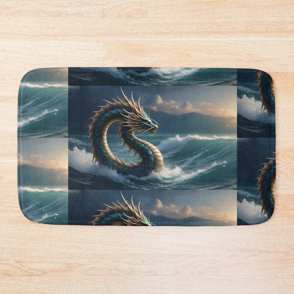 Item preview, Sea Dragon Ocean Fantasy Art | Mythical Creature Illustration | Blue Dragon Waves Artwork designed and sold by Bhaskar Digital Art.