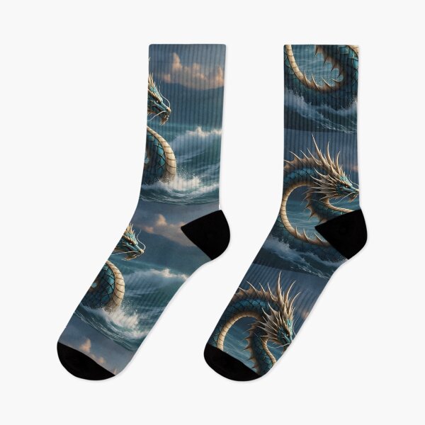 Item preview, Sea Dragon Ocean Fantasy Art | Mythical Creature Illustration | Blue Dragon Waves Artwork designed and sold by Bhaskar Digital Art.