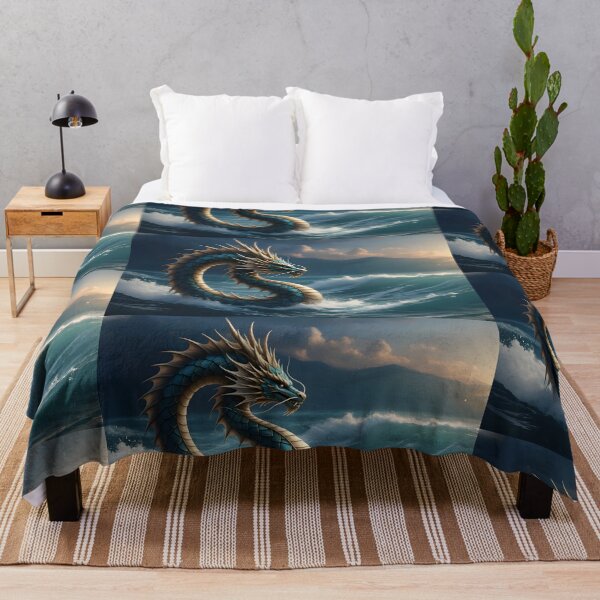 Item preview, Sea Dragon Ocean Fantasy Art | Mythical Creature Illustration | Blue Dragon Waves Artwork designed and sold by Bhaskar Digital Art.