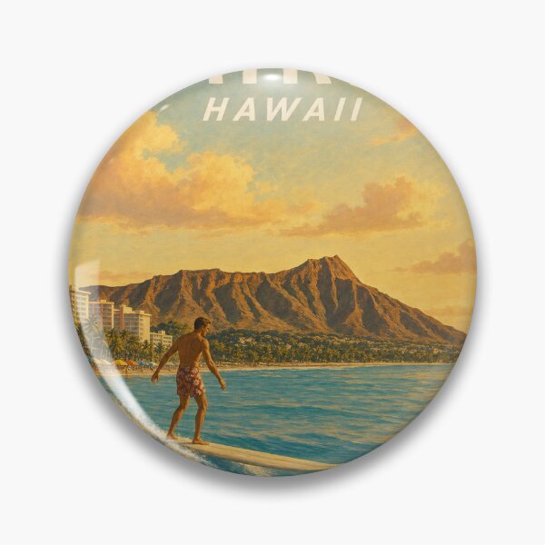 Item preview, Waikiki Hawaii Travel Souvenir - Vintage Illustration designed and sold by VisualArtsOasis.