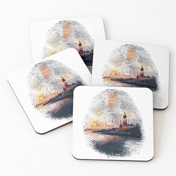 Item preview, Fingerprint Lighthouse Landscape | Abstract Nature Identity Illustration designed and sold by Pro AguiZoul Art.