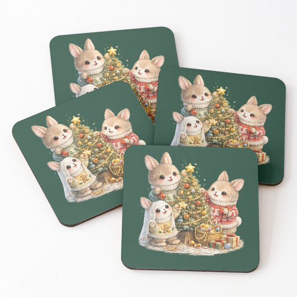 Item preview, Cute Rabbit Family Christmas Tree Watercolor – Kawaii Holiday Bunny Illustration designed and sold by MagicMakerPh.