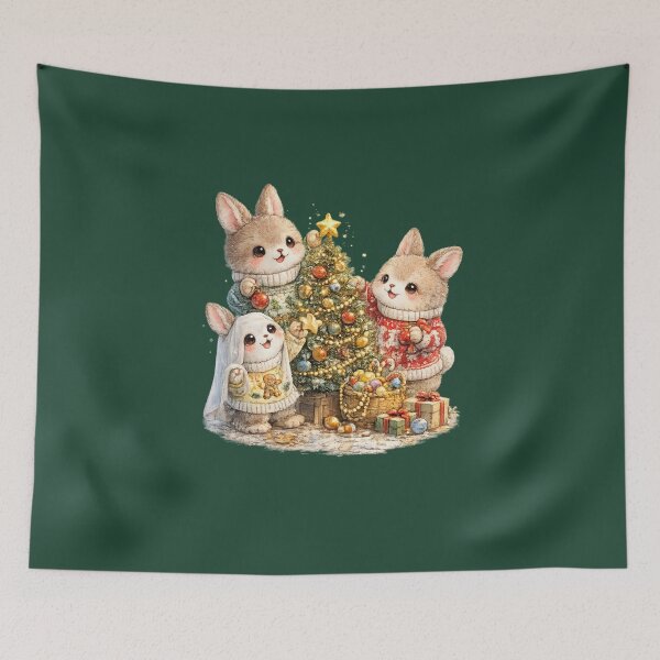 Item preview, Cute Rabbit Family Christmas Tree Watercolor – Kawaii Holiday Bunny Illustration designed and sold by MagicMakerPh.