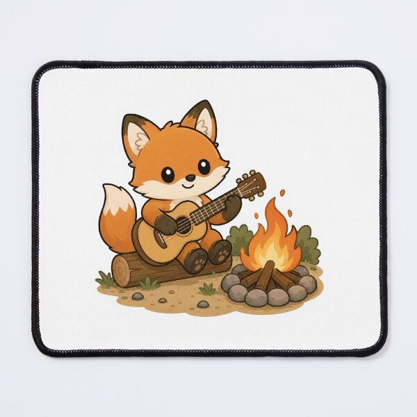 Item preview, Cute Fox Playing Guitar by the Campfire Sticker designed and sold by PawsGiggles.
