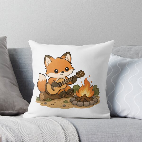 Item preview, Cute Fox Playing Guitar by the Campfire Sticker designed and sold by PawsGiggles.