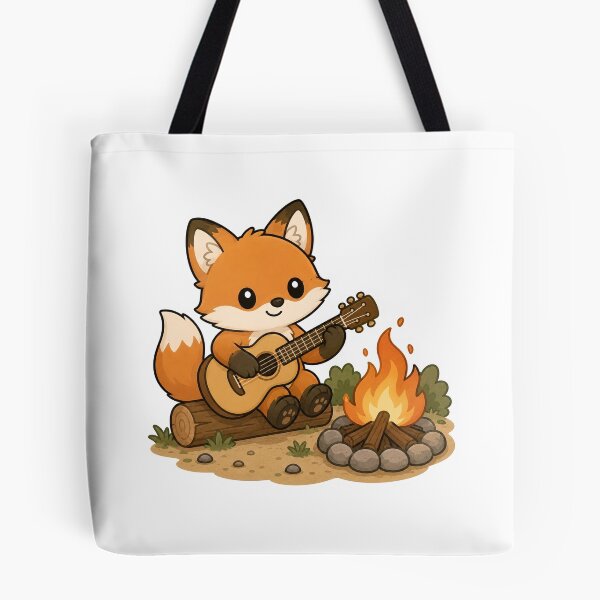 Item preview, Cute Fox Playing Guitar by the Campfire Sticker designed and sold by PawsGiggles.